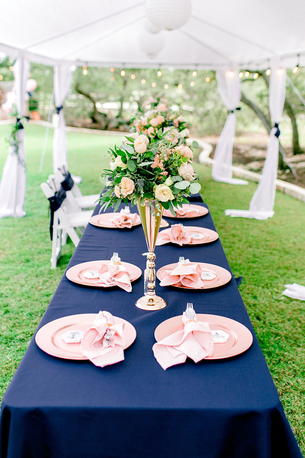 Navy and Blush Garden Reception-Gricelda's Photography-San Antonio Wedding Photographer