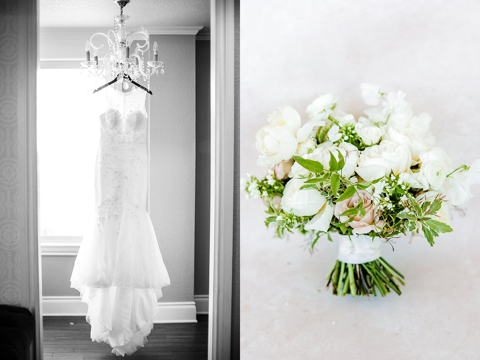 Wedding Gown Photo and Bouquet 