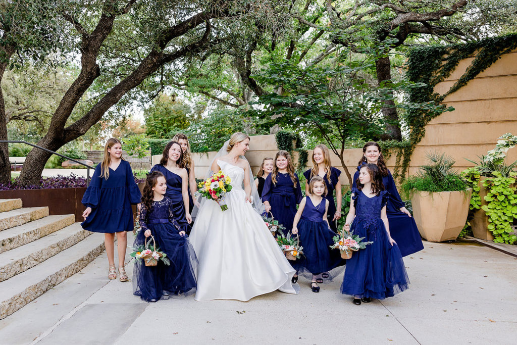 Bride with Bridesmaids in Texas Wedding 