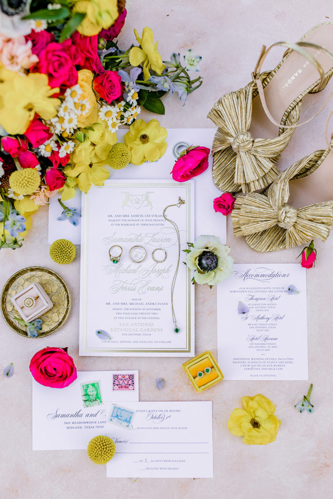 Colorful Invitation Suite, San Antonio Botanical Garden Wedding 