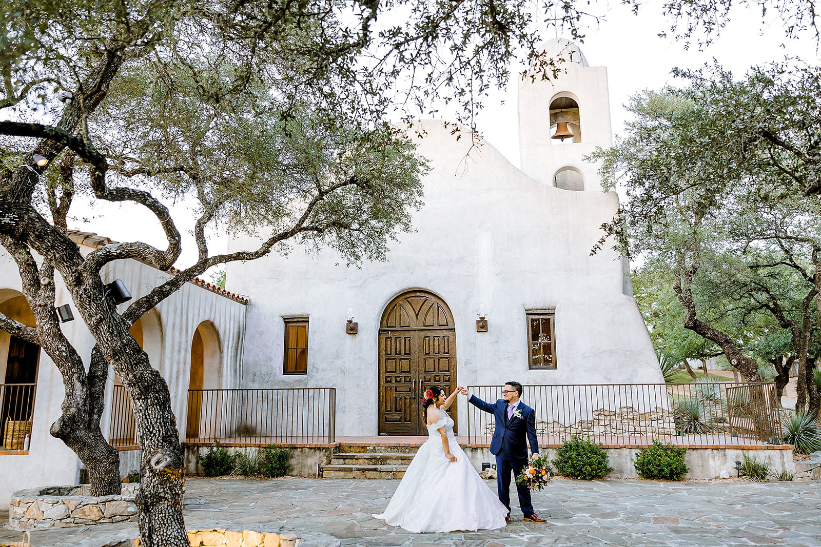 Bride and Groom at Fall Wedding in San Antonio