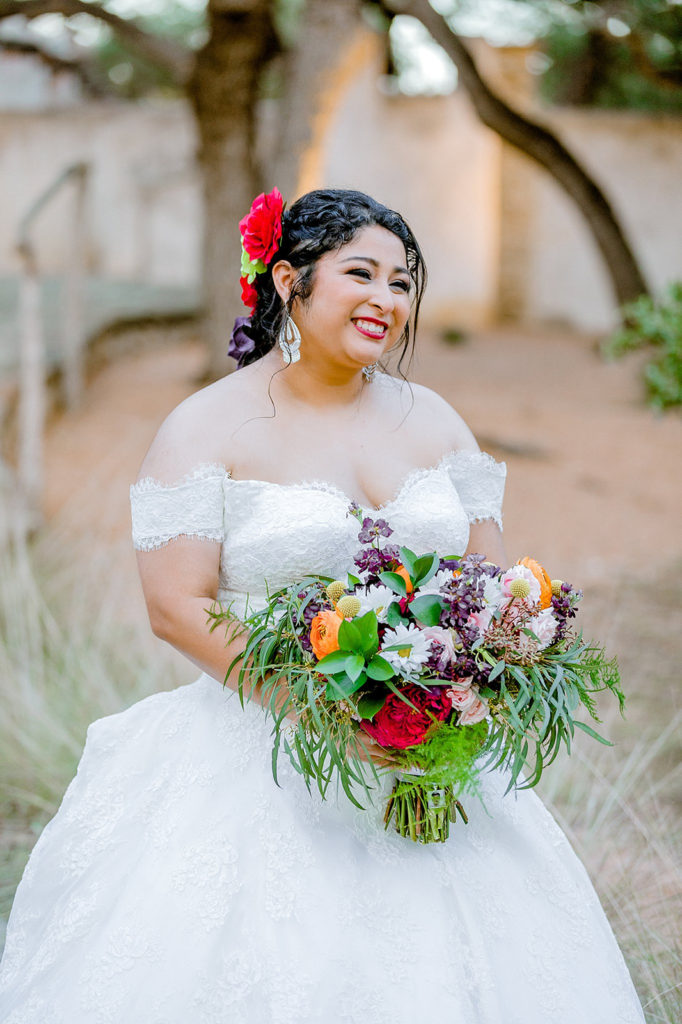 Beautiful Bride with Bouquet at Lost Mission 